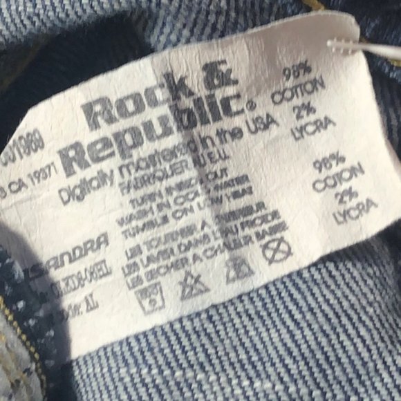 VINTAGE ROCK & REPUBLIC KASANDRA SLIM STRAIGHT JEANS 25x28 MADE IN USA 🇺🇸 - Picture 12 of 13